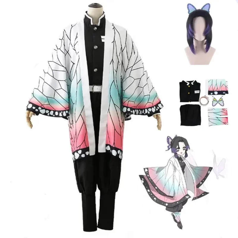 

Demon Slayer Kochou Kanae Косплей Костюм для взрослых и детей Аниме Kimetsu No Yaiba Shinobu Kochou Одежда на Хэллоуин Парик