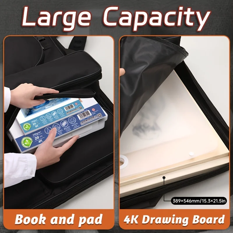 1 قطعة حقيبة رسم فنية أسود/رمادي ، متعددة الوظائف محمولة مقاومة للماء ، للخارجية ، حقيبة لوحة الرسم ، امتحان فني ، فن السفر f