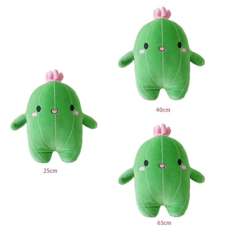 Cuddly Cactus Stuffed Plant Animal With Smile Face And Pink Antenna Soft Cacti Plush Toy Pillow