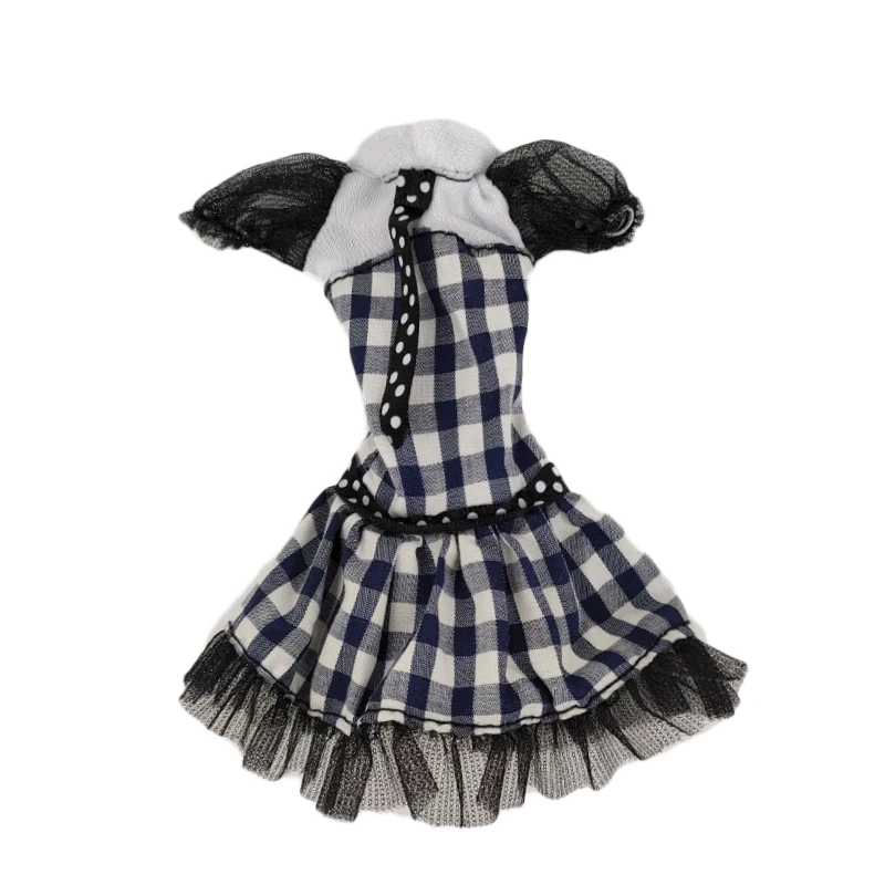 Weiße und schwarze, karierte Puppenkleidung für Blythe-Puppen, Kleid und Abendkleid für Neo Blythe, 1/6-Zubehör, Outfits für Licca-Puppen, Spielzeug. – Detail 4