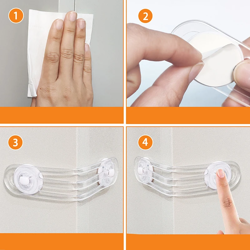 

5-Piece Child Safety Lock Set - Transparent Multi-Purpose Straps for Drawers, Cabinets & Refrigerators, No-Tool Installation