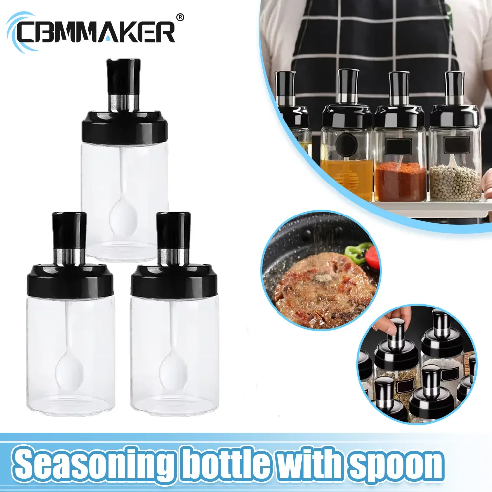 

1-3pcs 250ml Kitchen Seasoning Storage Jar Automatic Closing Plastic Bottle for Seasoning Oils, Salt and Vinegar Spice Jar