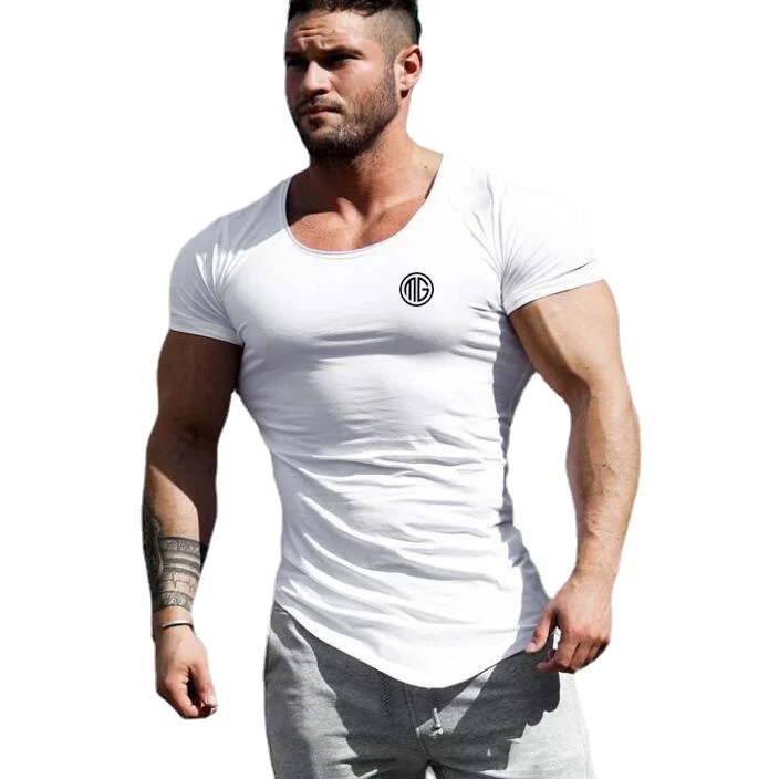 Gym New Summer Fashion Trend Graphic Printing Breathable Short-sleeved T-shirt Men\'s Bodybuilding Fitness Running Sport Shirts