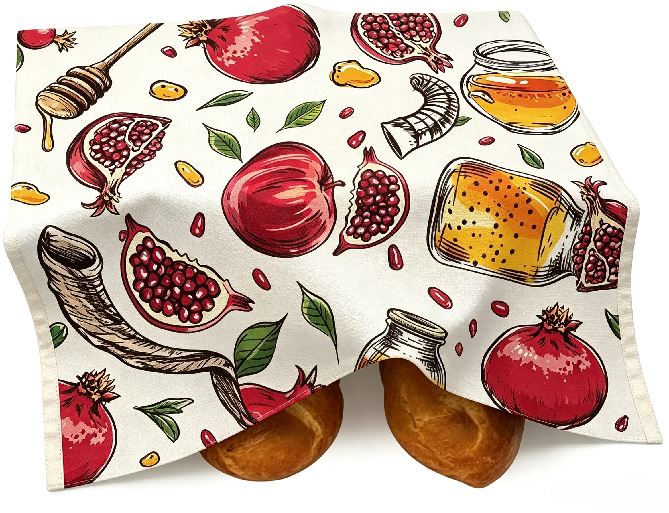 Rosh Hashanah Jewish Shabbat Challah Cover Cloth Polyester Kitchen Dining Matzo Cover Cloth Shabbat Cloth Elegant Judaica Gift