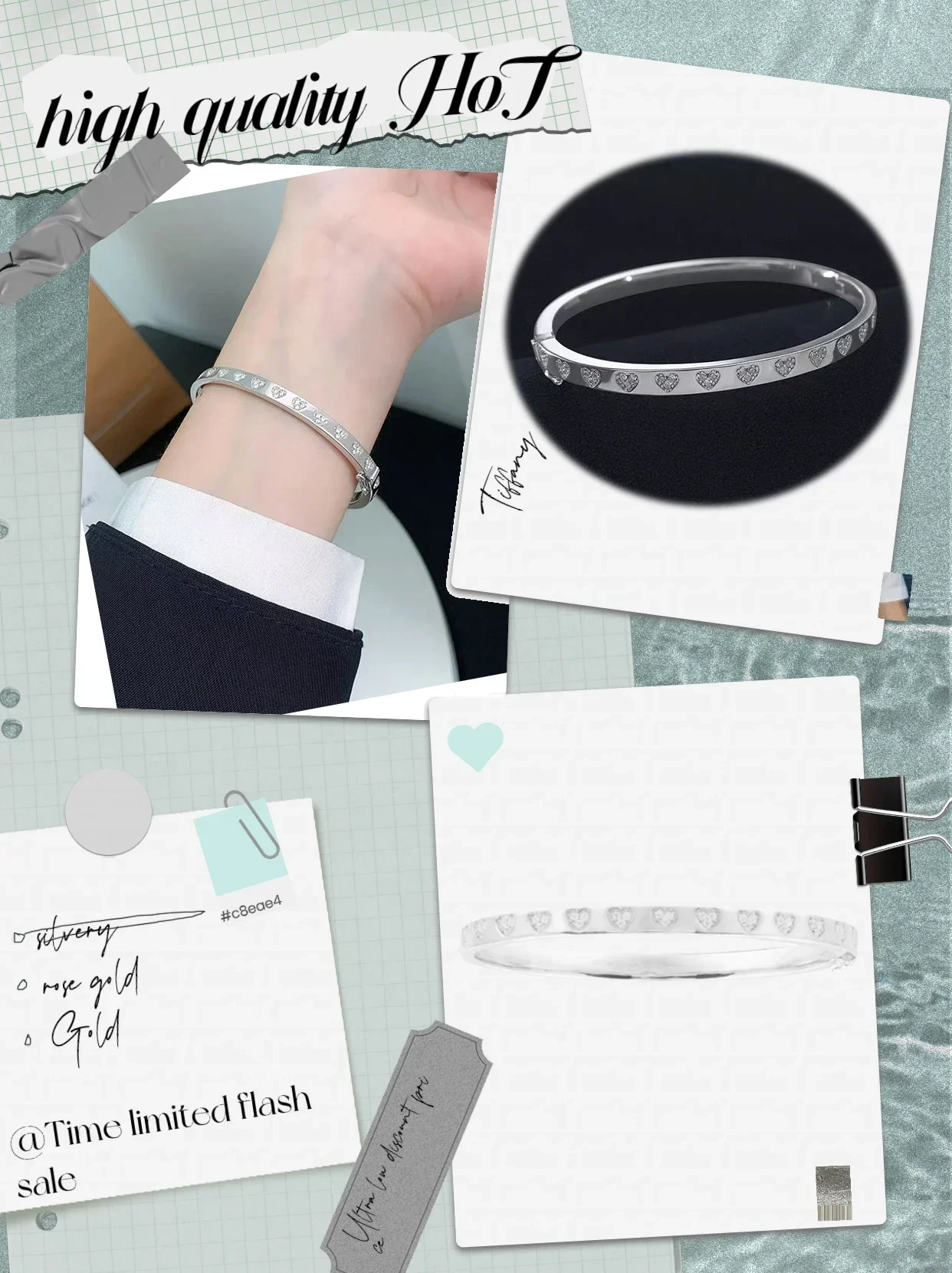 

Solid Silver S925 Bracelet with Diamond and Zircon Smooth Surface Love Style Noble Classic Luxury Elegant Ladies