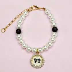 Pet Pearl Collar Dog Princess Necklace Cat Jewelry Cute Bow Collar Puppy Accessories Dog Chain Chihuahua Wedding Jewelry Stuff