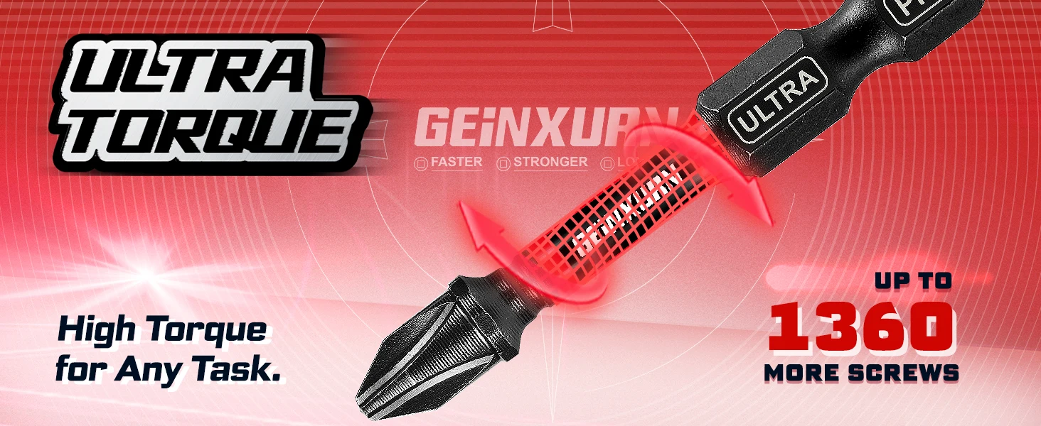 Geinxurn Schlagschrauber-Bit-Set mit Mutternschraubendreher & Doppelverriegelungs-Bithalter, S2-Legierungsstahl für DIY – Detail 2
