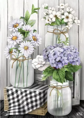 Briarwood Lane Decorative Outdoor Garden Flag 12.5x18 Checkered Mason Jars New