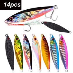 14Pcs Metal Jig VIB Fishing Lure 14G 21G 30G Sinking Lures Sea Jigs Spoon Winter Fishing Good For Fishing Jigging Hard Ice Bait
