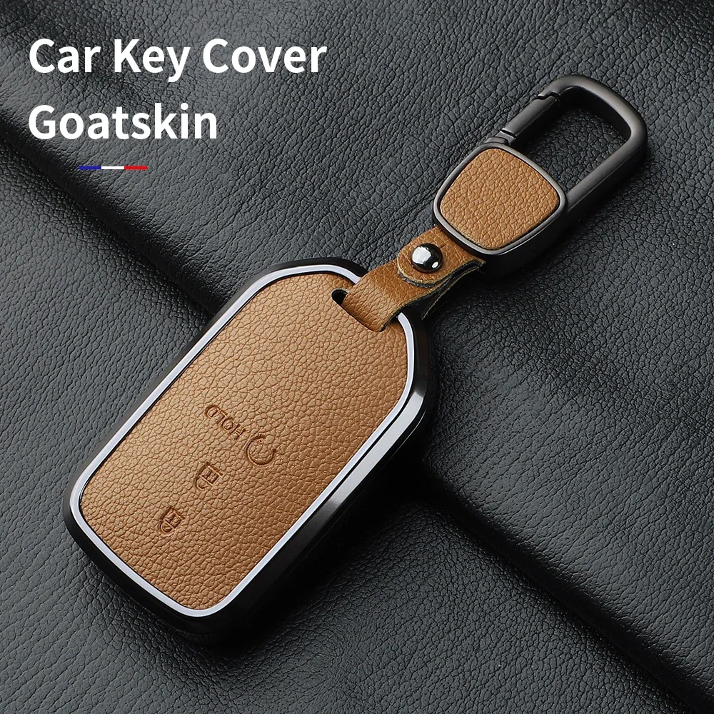 Aluminum Alloy Goatskin Car Key Case Cover For Honda CRV CR-V Fit Civic Accord HR-V HRV City Odyssey XR-V Auto Keychain