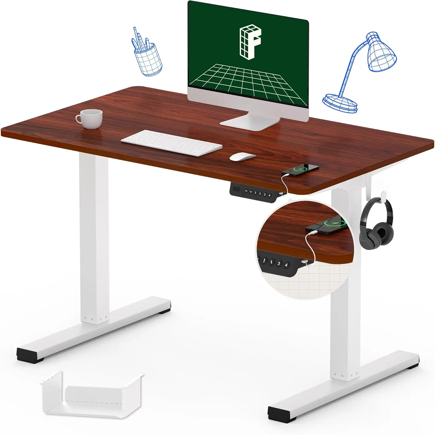 Flexispot Standing Desk Electric Stand Up Desk With 40 X 24 Inches Whole-Piece Desktop Ergonomic Memory Controller Height