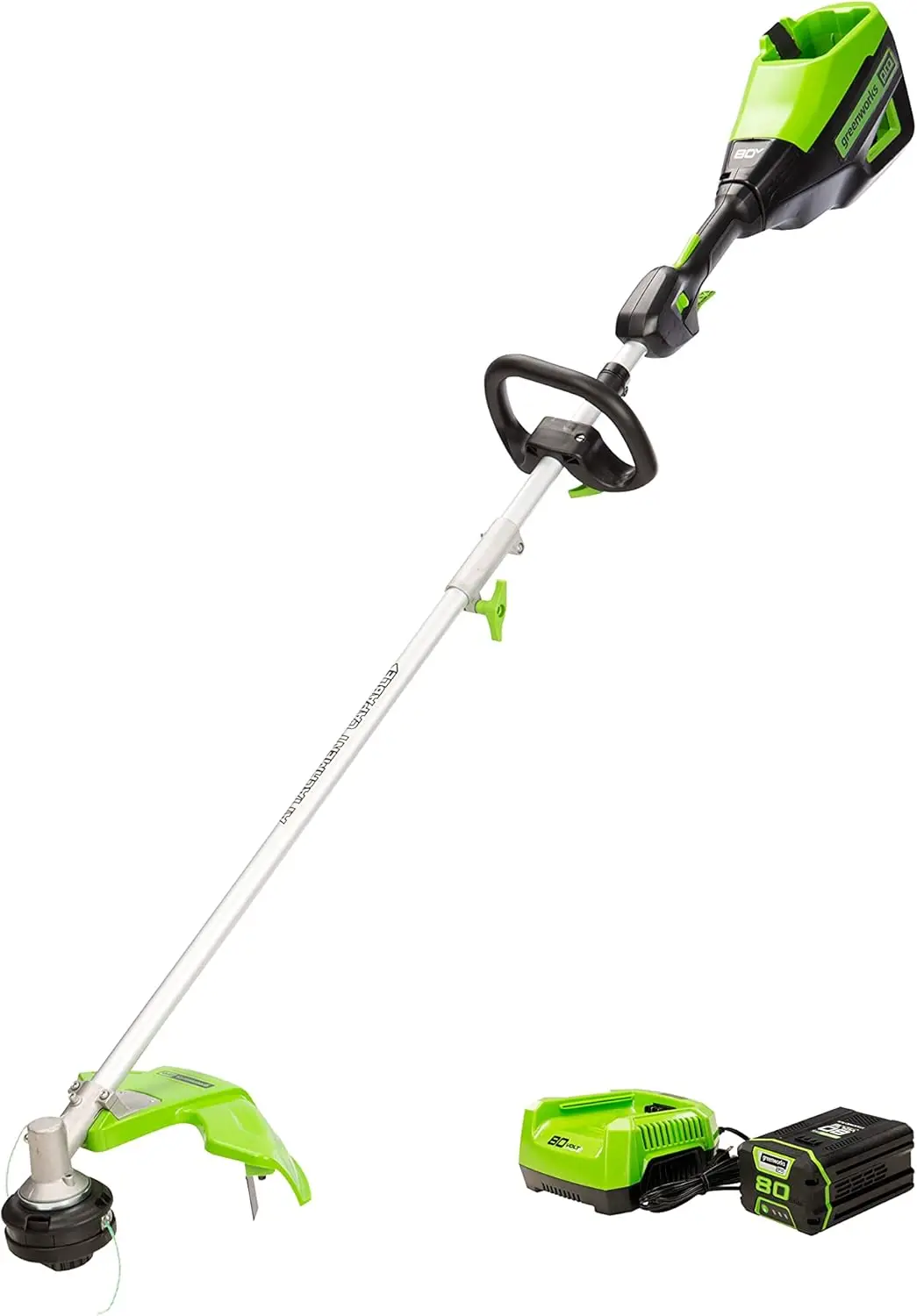 Greenworks Pro 80V 16-Inch Brushless (Attachment Capable) String Trimmer, 2.5Ah Battery and Rapid Charger Included