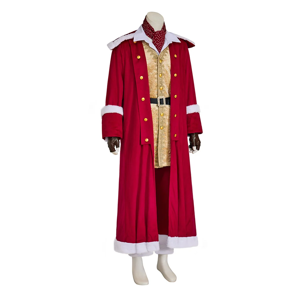 Medieval Christmas Santa Claus Cosplay Costume  Red Jacket Suit Full Set Stage Performance Outfit