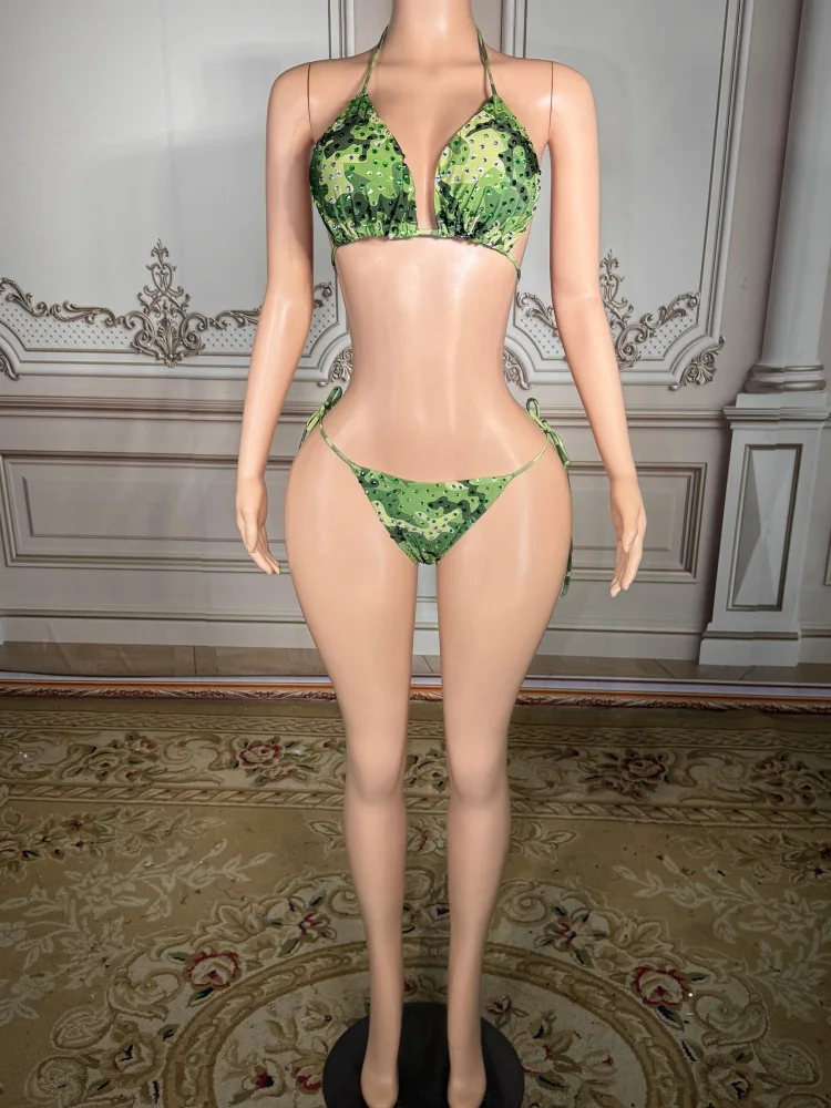 Wholesale Custom Luxury OEM Brazilian Extreme Triangle String Sexy Thong Animal Print Snakeskin Sexy Micro Bikini Sets Swimsuit