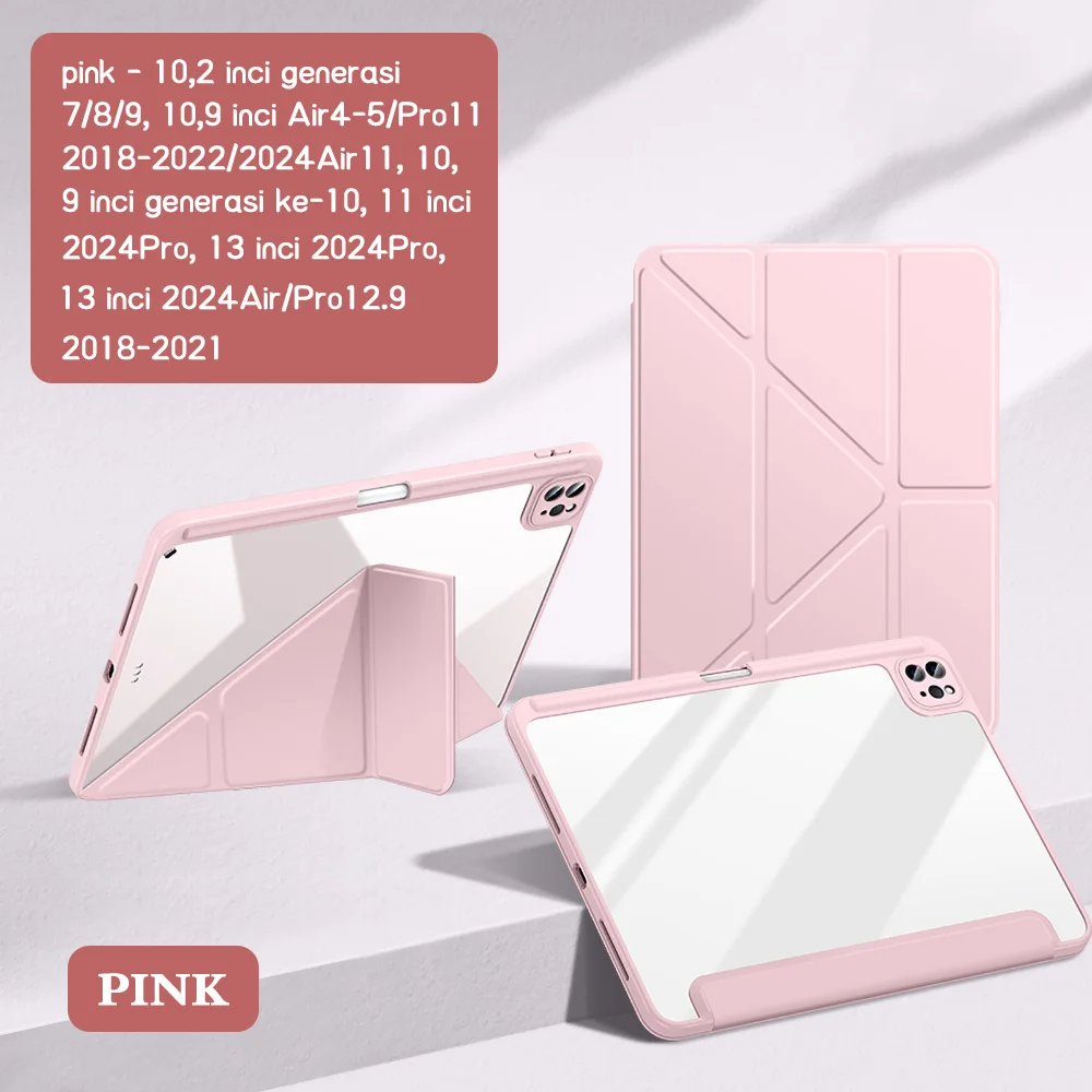 Transparent PC Y Bracket Tablet Case for Apple iPad Pro 12.9 2021 Air 13 2025 Pro 13 2025 9th 2021 10.2inch Air 4th 2020 Cover