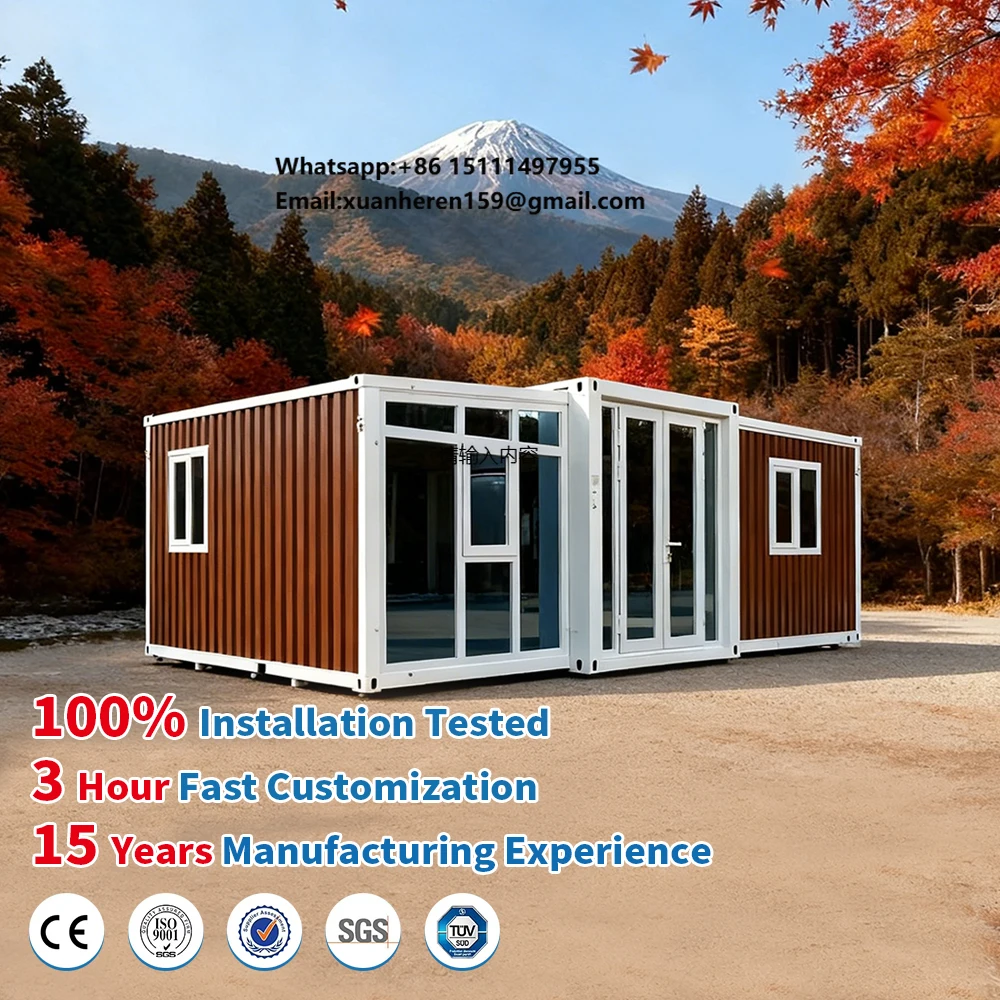 Modular Highly Prefabricated 20ft Expandable Steel Container Home for Hotels Shops Ready-to-Use Office Prefabricated House