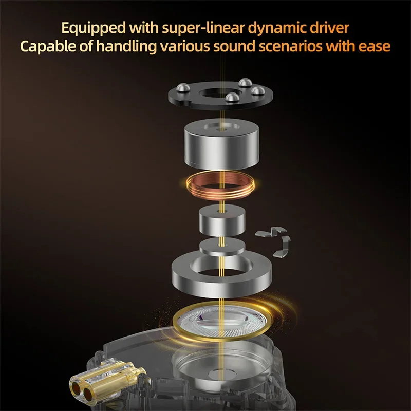 سماعة أذن KZ Gale HIFI Bass للألعاب والاستماع إلى الموسيقى، تصميم ديناميكي للسائق قابل للفصل