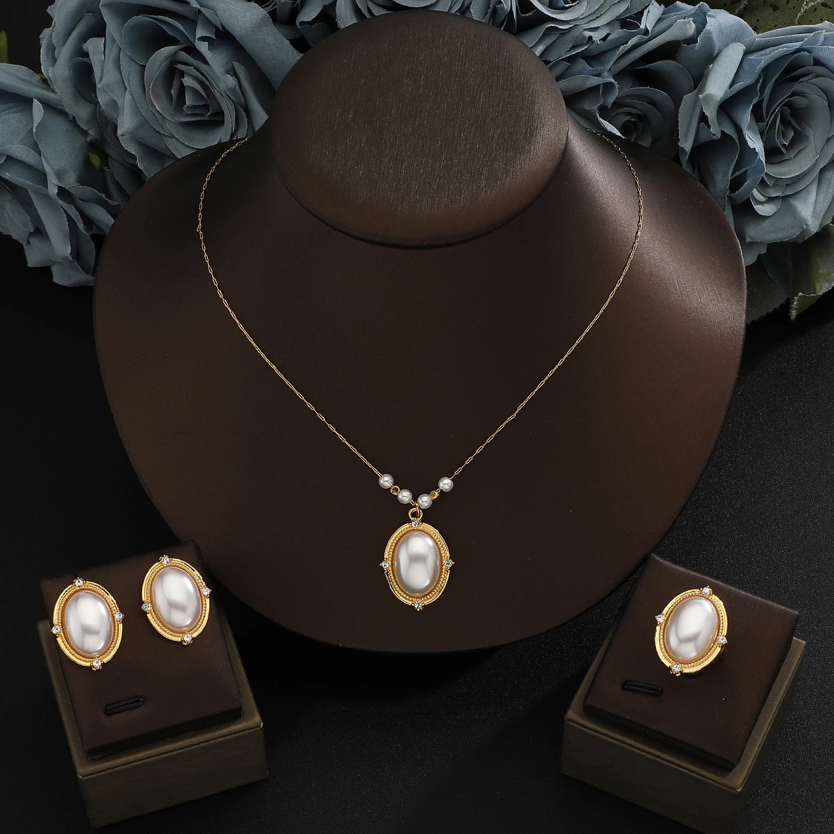 2026 hot sale, emerald pearl pendant necklace Bridal Jewelry not fade  Jewelry Sets For Wome Earrings/Pendant/Necklace/Rings view 2