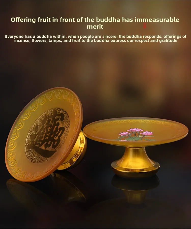 Cz buddha table offering plate for home buddha before offering buddha god of wealth tribute plate buddhist supplies glass