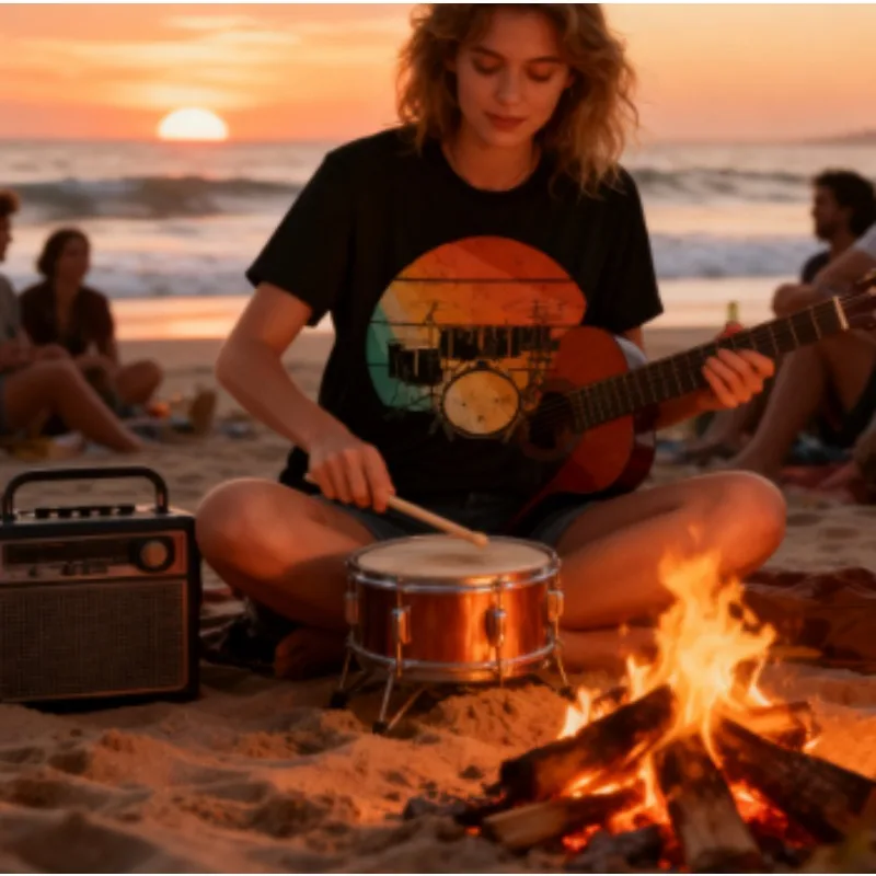 Cool Drummer Design for Women Drumming Drum Set Drummer T-Shirt