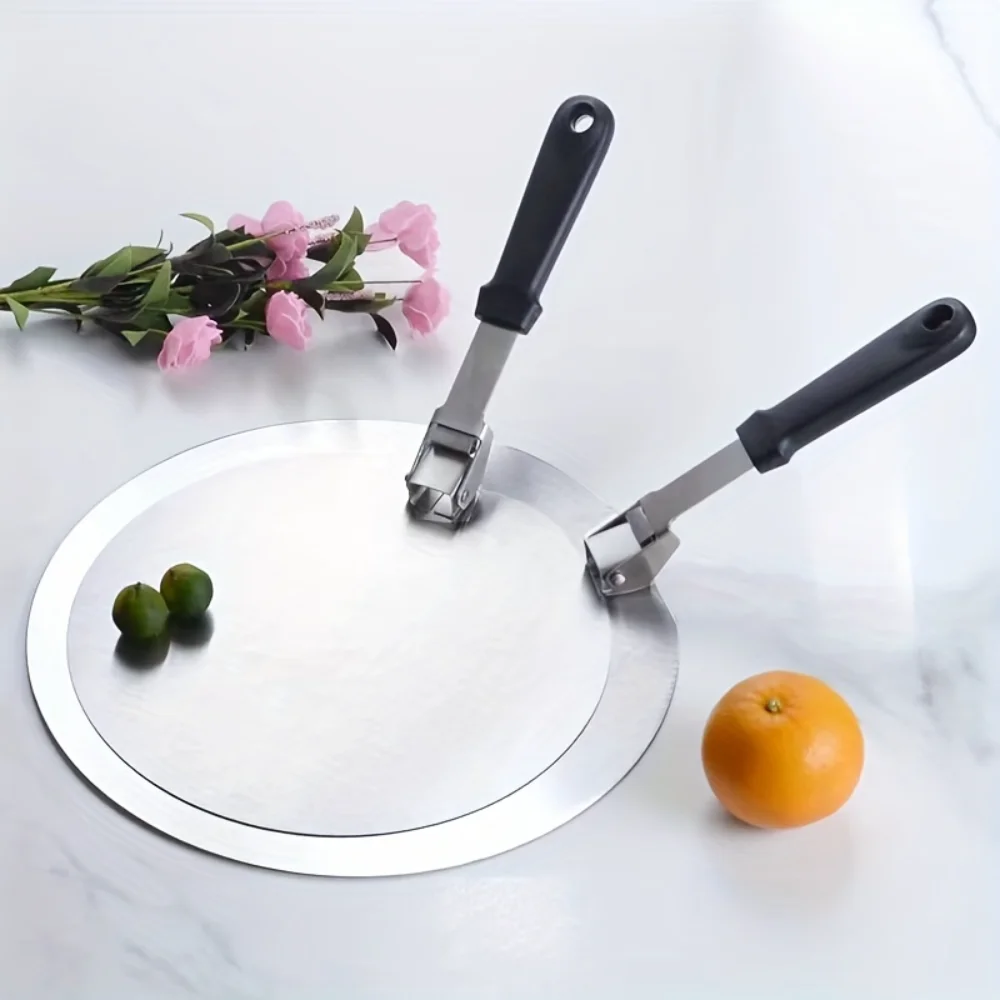 Stainless Steel Pizza Peel, Foldable, Multi-functional Cake Transfer Shovel with Large Round Blade - Durable  Tool for Easy Pizz