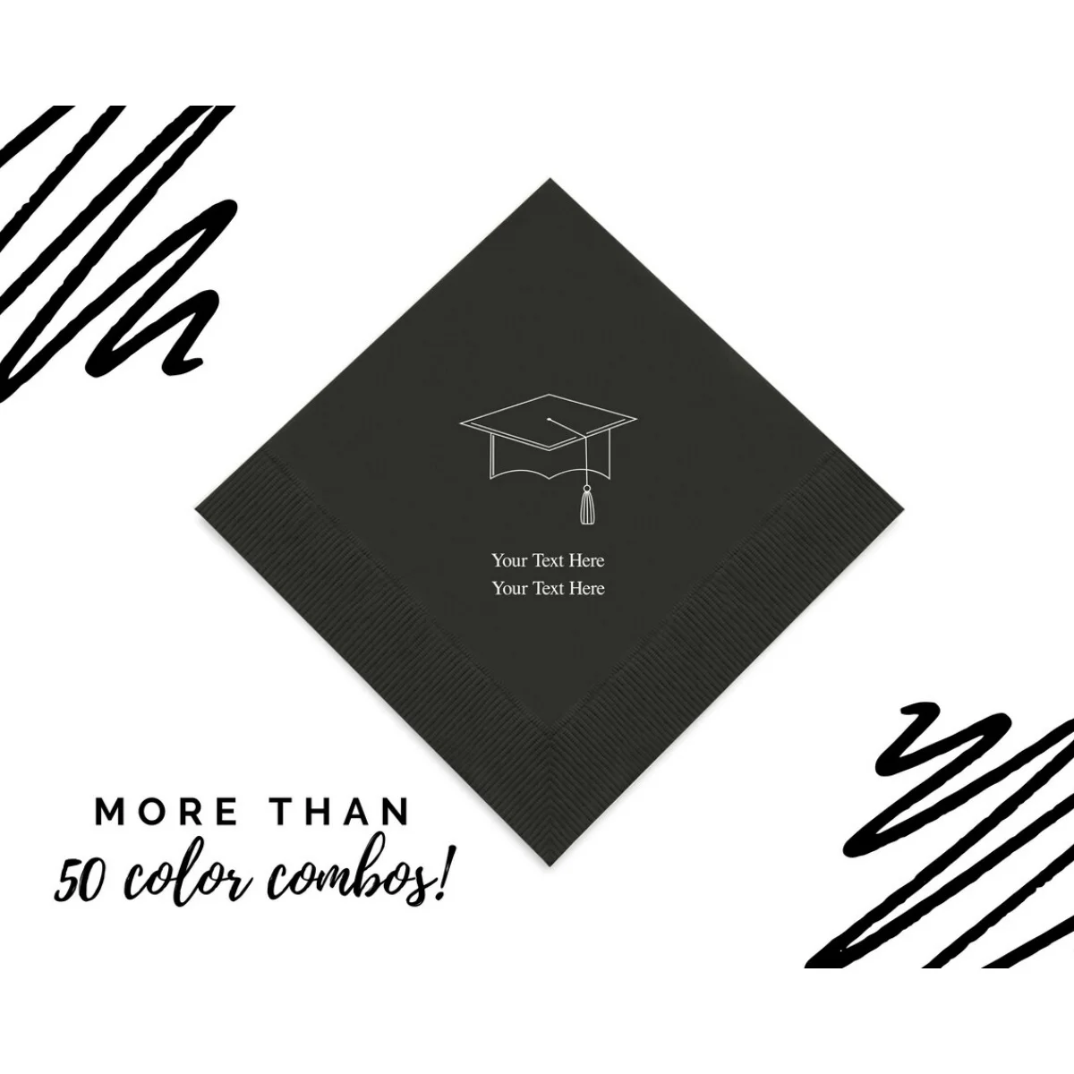 

50pcs Custom Graduation Napkins - Personalized Grad Napkins - Convocation - Cocktail - Luncheon - Grad Party - University Gradua