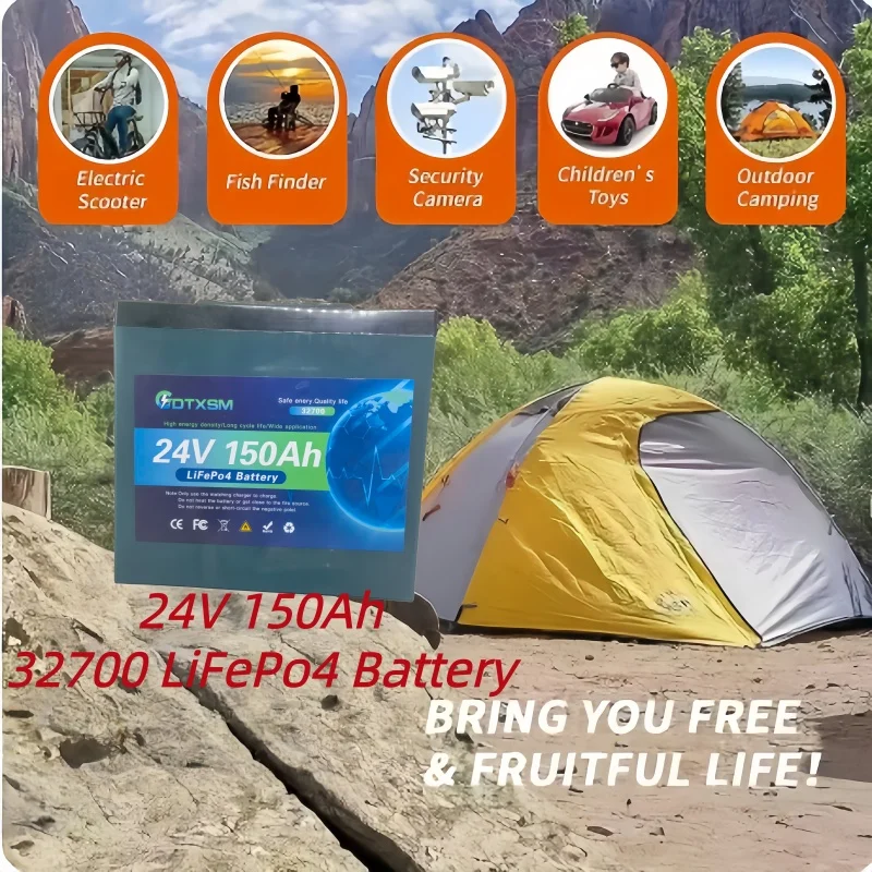 بطارية LiFePO4 24 فولت 150 أمبير في الساعة BMS 8000+ دورة عربة جولف RV الشمسية خارج الشبكة نظام توليد الطاقة الشمسية حزمة البطارية.