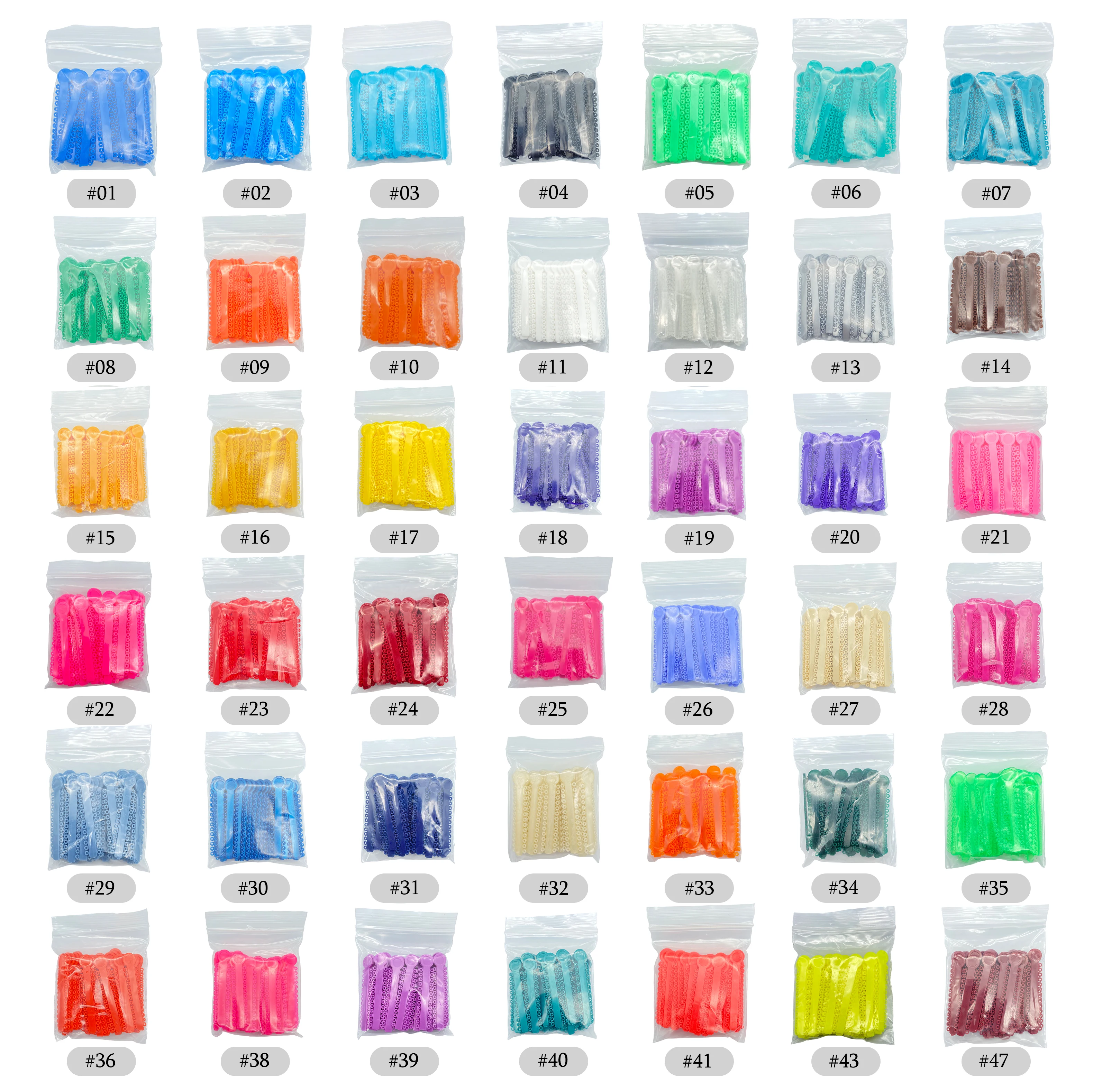 TOMENTY Dental Orthodontic Elastic Ligature Ties  1040pcs/40 Sticks Colorful Bands for Brackets Braces Orthodontics Treatment