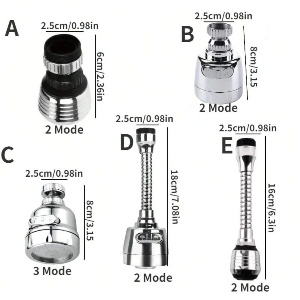 1PC 2/3 Modes High-Pressure Kitchen Faucet Adapter with 360° Rotatable Spray Universal Water Saving Tap Nozzle Filter Extenders