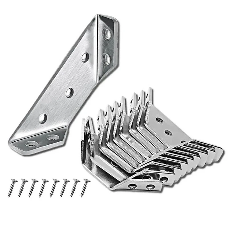 Universal Furniture Corner Connector, aço inoxidável, pequeno, Code Fastener, suporte triangular, móveis, 10pcs