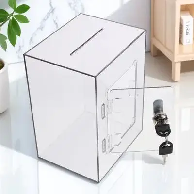 

Acrylic Donation Box Lock Clear Suggestion Ballot Ticket Complaint Donation Transparent Mailbox Acrylic Box with Lock