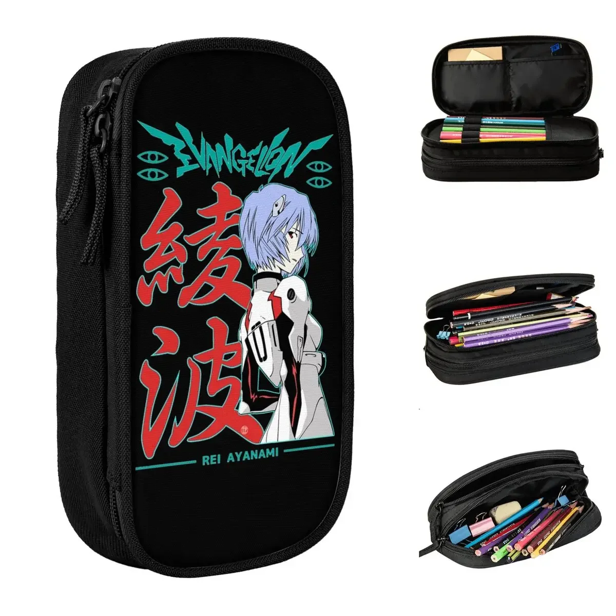 

Rei Ayanami Anime Pencil Case Fashion Pen Bag Student Big Capacity School Supplies Zipper Pencilcases