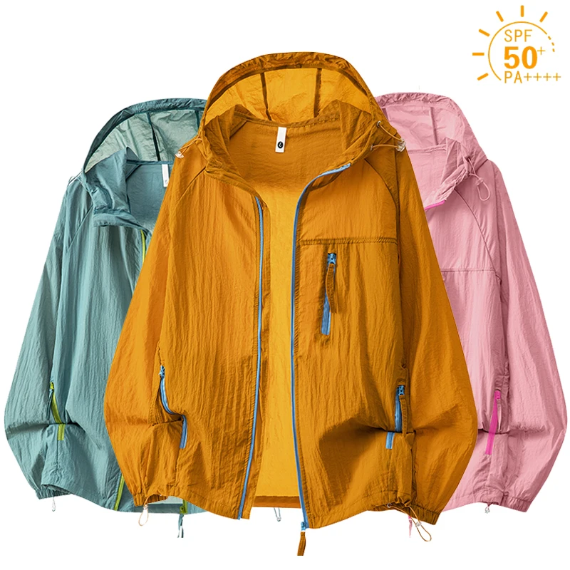 Men's Women's UPF 50+ Sun Protection Hoodie Couple Casual Outdoor UV Blocking Sunscreen Jacket Lightweight Thin Skin Coats