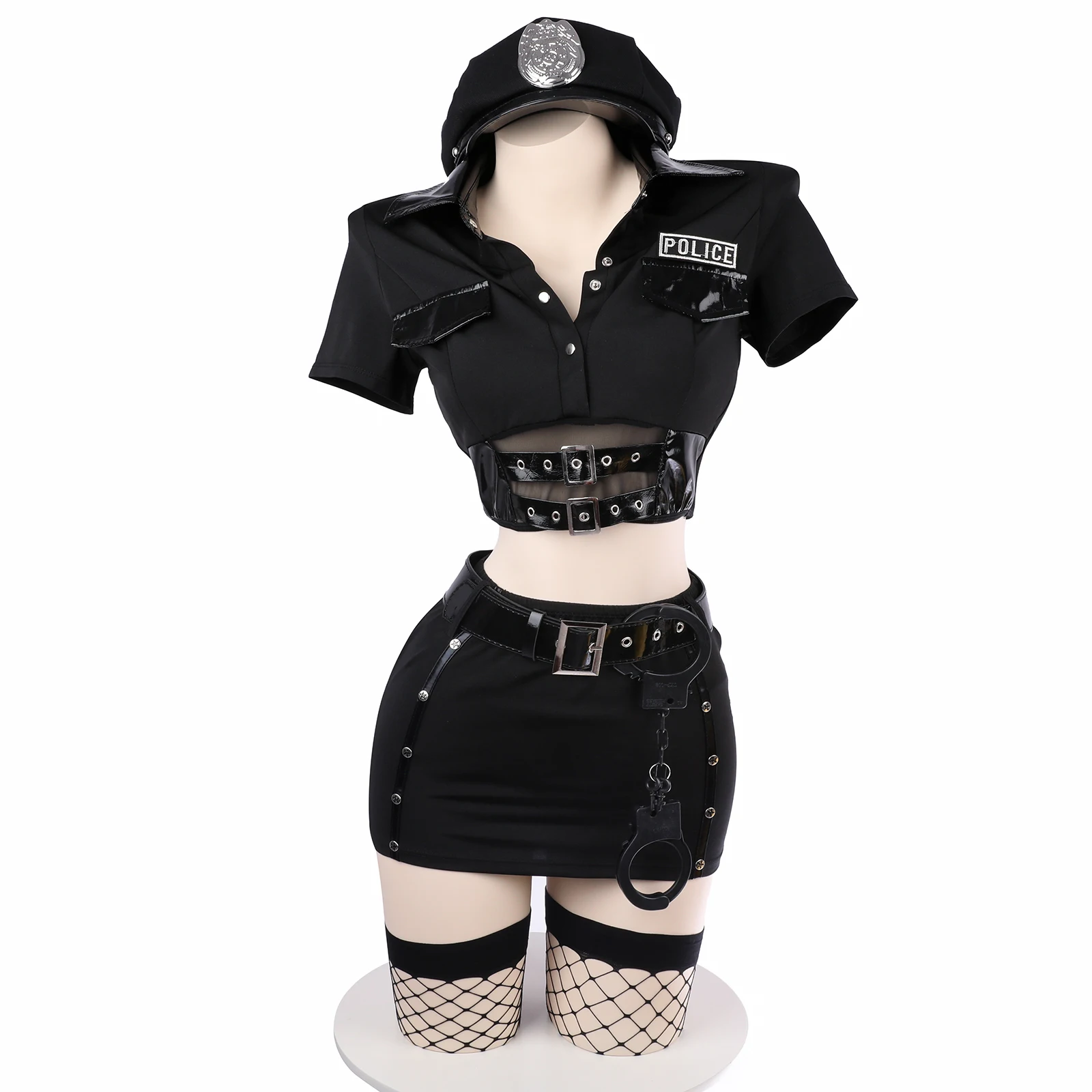 

SENMHS Police Woman Officer Uniform Sexy Secretary Erotic Outfit Smooth Stretch Dress Lingerie Couple Costumes 2022NEW