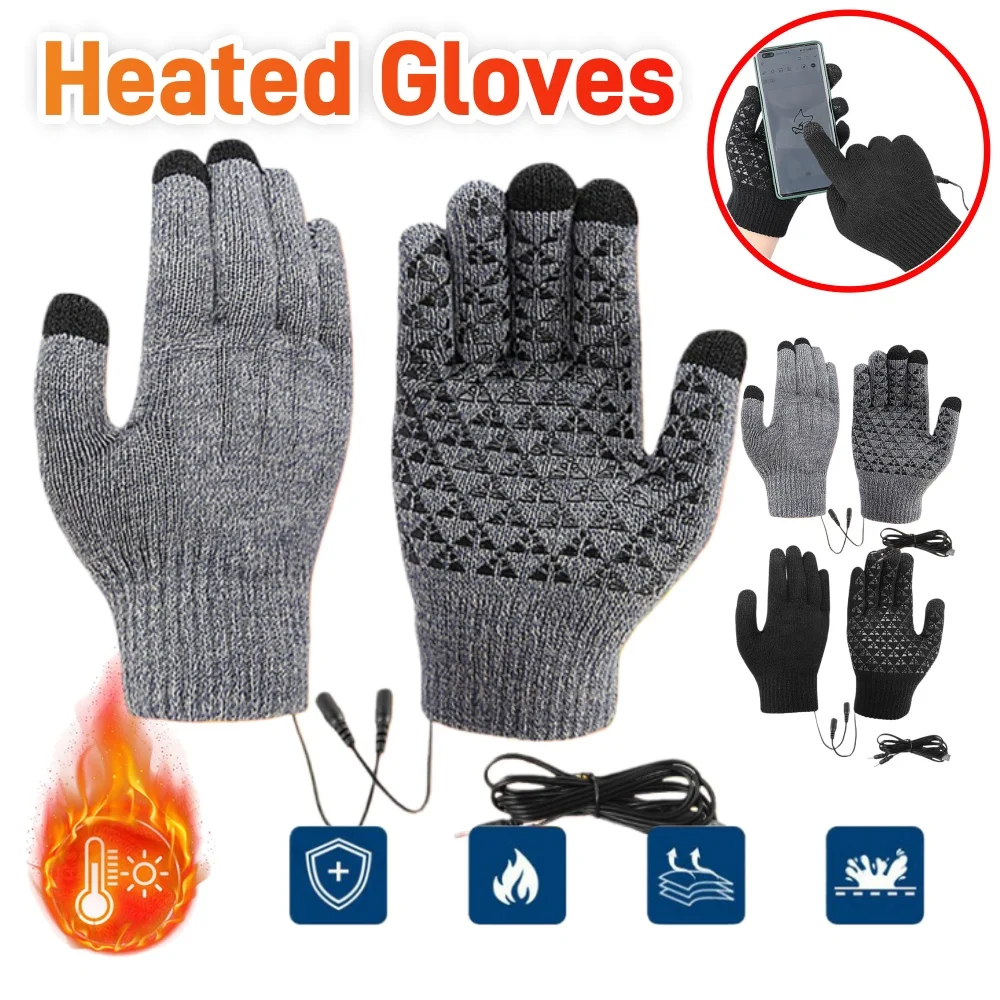 

Электрические перчатки с USB-подогревом, сенсорный экран, варежки для катания на лыжах, перчатки с подогревом для альпинизма с рюкзаком (без батареи)