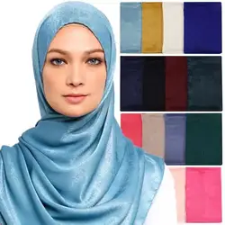 Scarves for Muslim Women Velvet Winter Scarf Medina Silk-like Hijab Two Different Sides Scarfs Luxury Brand Designer Bufandas