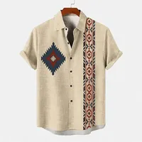 African tribes, modern and simple cotton and linen 3D short-sleeved shirts, comfortable, best-selling in summer and autumn
