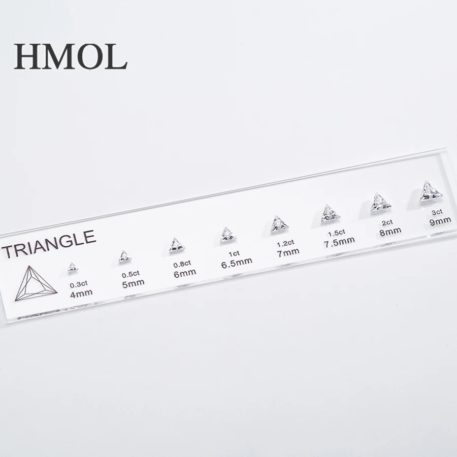 Triangle Shape HMOL 5ACustomize Comparison Chart  Cubic Zirconia Diamond Carat Set Ring Size Reference for Jewelry Making DIY