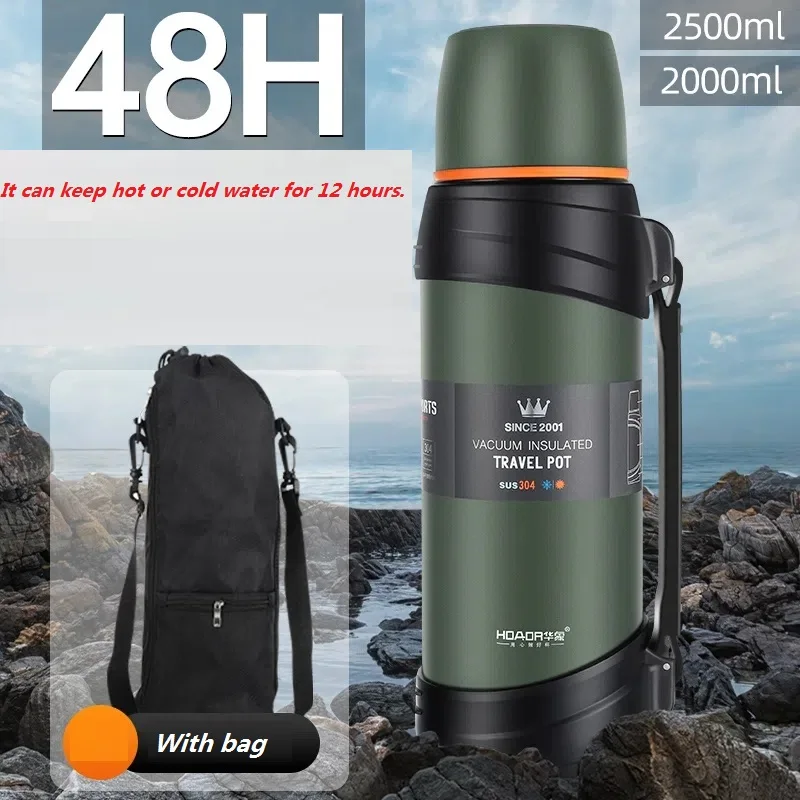 304 Stainless Steel Big Capacity Thermos Bottle 2L Outdoor Travel Coffee Mugs Thermal Vaccum Water Bottle Thermal Mug