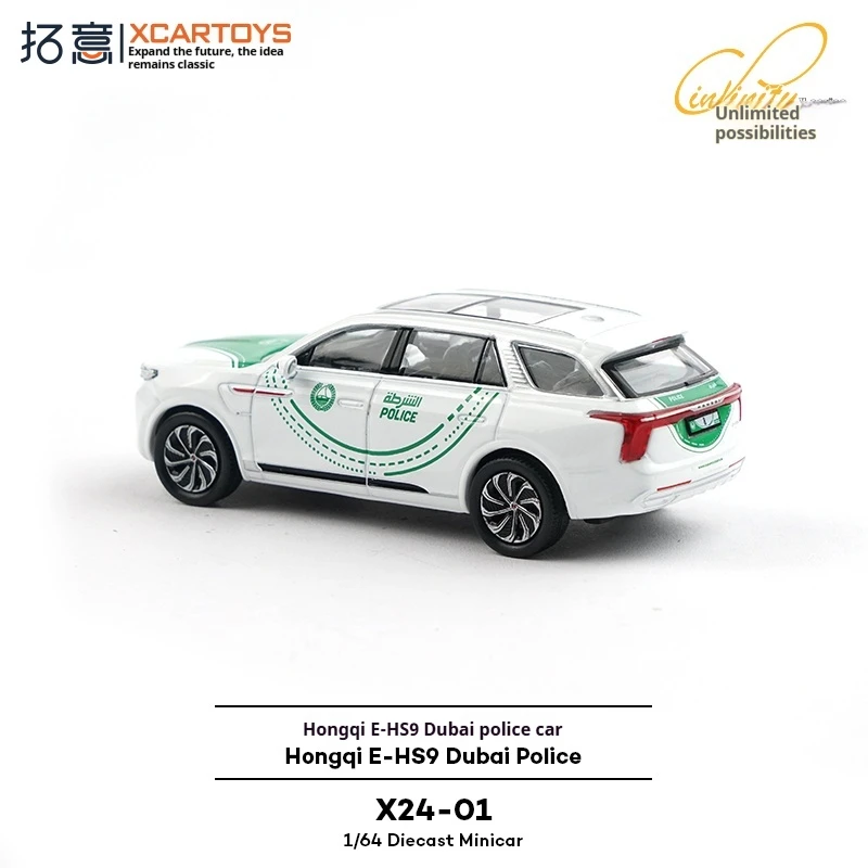 XCARTOYS 1/64 Schaal Legering Speelgoed Realistische Politie SUV Collectible Display Model Hong Qi E-HS9 Dubai Politieauto Editie