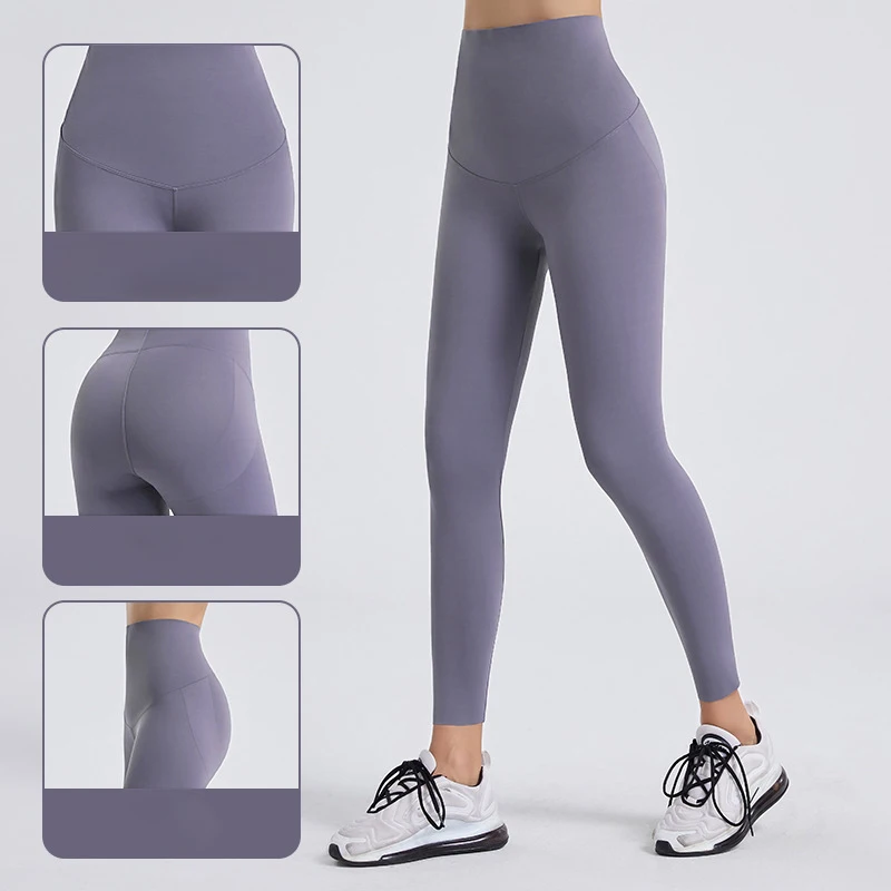 กางเกงเลกกิ้งออกกำลังกายผู้หญิง เอวสูง ยกสะโพก สำหรับฝึกซ้อม ออกกำลังกาย ใส่สบาย ทรงเข้ารูป สีม่วง เหมาะสำหรับฤดูใบไม้ผลิและฤดูใบไม้ร่วง