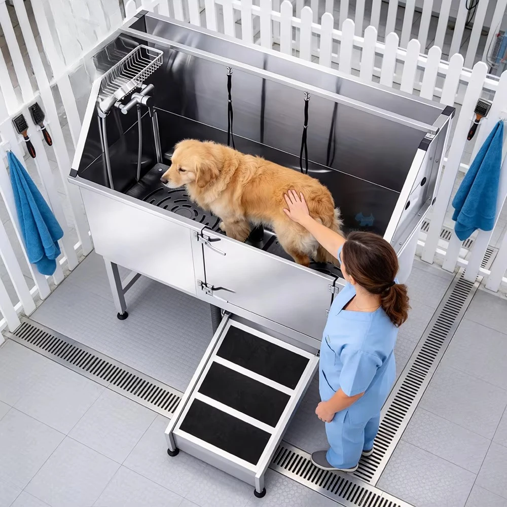 50-Inch professional stainless steel dog bath and beauty  space-saving multi-function appliance for large pets