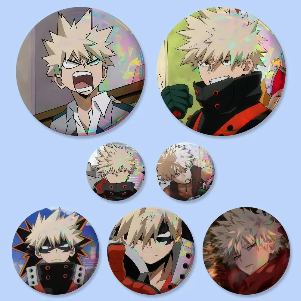 Cool Guy Bakugou Katsuki Anime My Hero Academia Badges Button Round Creative Pin Brooch Badge Bag Decor Accessorie Friends Gifts