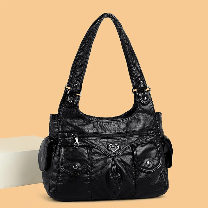 Bolso de Hombro de PU de Gran Capacidad para Mujer, Diseño Europeo Americano con Empalmes, Bolso Bandolera al por Mayor, Novedad de Moda