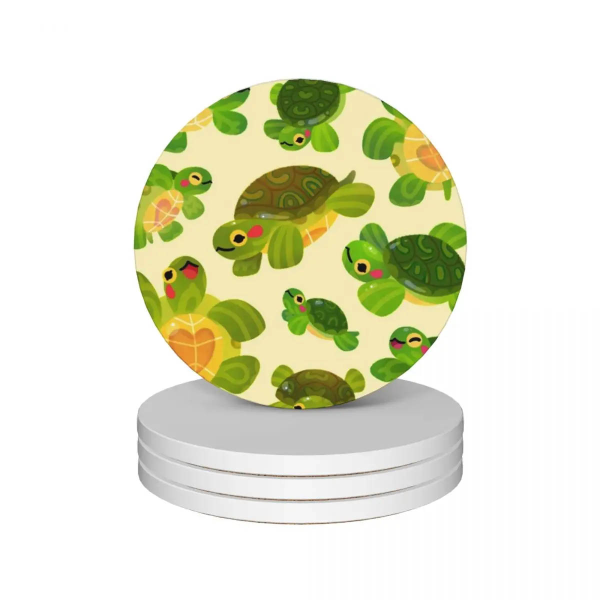 Red-eared slider - pastel Ceramic Coasters (Set of 4) plate pot Coasters