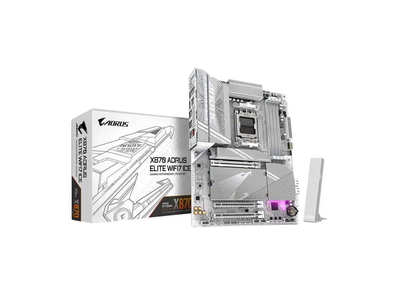 GIGABYTE X870 AORUS ELITE WIFI7 ICE AM5 LGA 1718, ATX, DDR5, 4x M.2, PCIe 5.0, USB4, Wi-Fi 7, 2.5GbE LAN, EZ-Latch, 5-Year Warranty