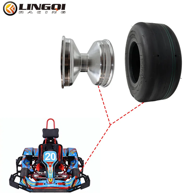 LINGQI RACING Front Wheel Go Kart Tubeless Tire 10x3.60-5 Inch Aluminum Vacuum Wheel Hub Rims For Karting ATV Buggy Accessories