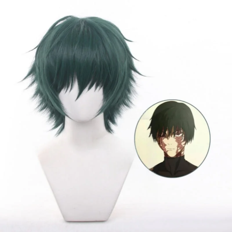 

Anime Cosplay Maki Zenin Wig Short Straight Dark Green Synthetic Hair Peluca For Frieren Festival Role Play Props