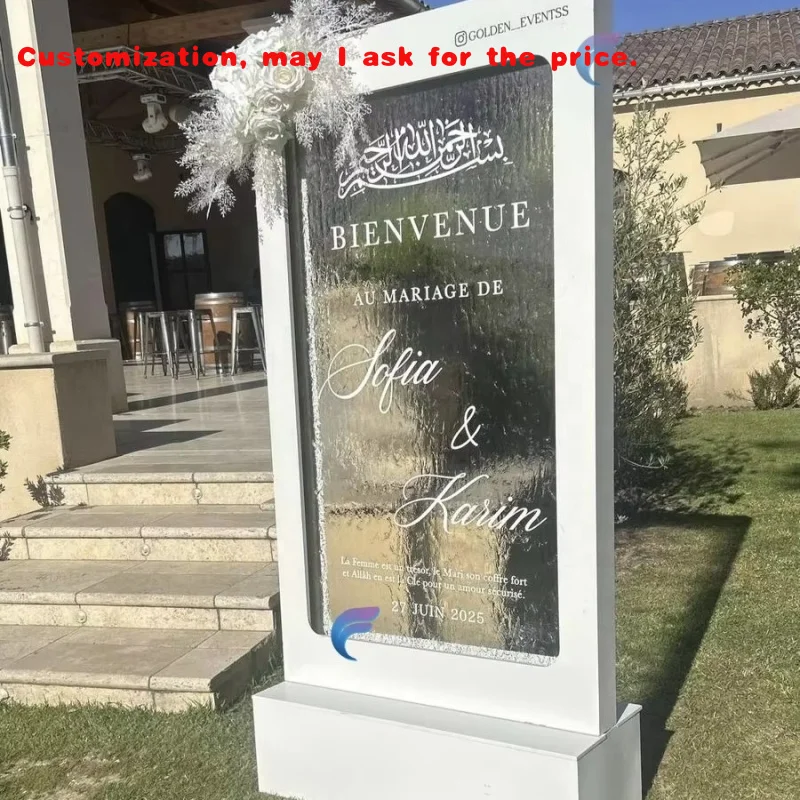 custom.Wedding Glass Waterfall Wall with Wedding Arch Decoration Wireless Control Wedding Fountain Waterfall