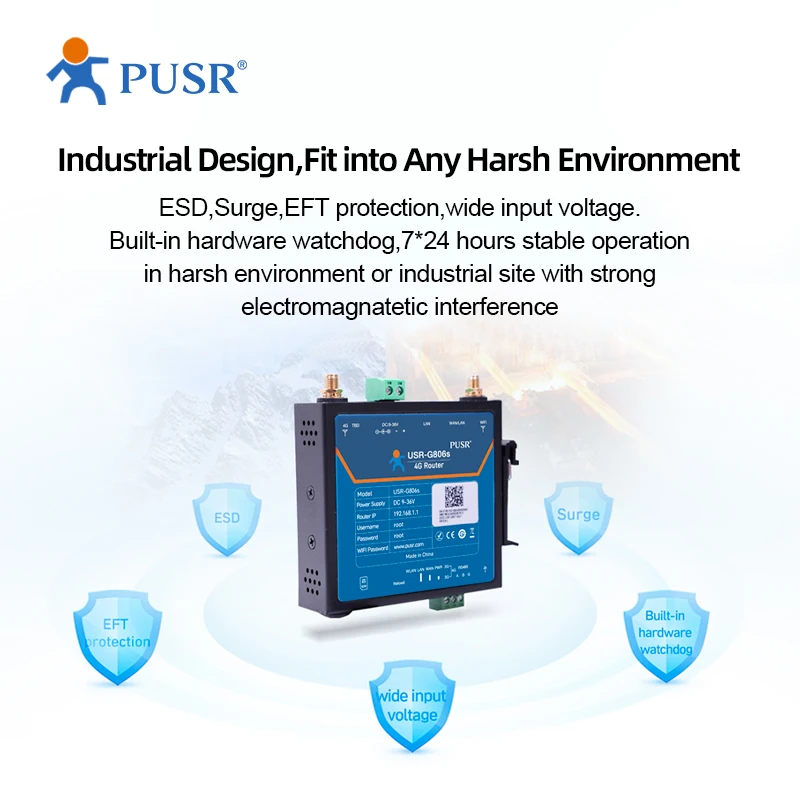 USR-G806-EAU أوروبا وأستراليا الصناعية 4G راوتر واي فاي لاسلكي مع VPN WIFI